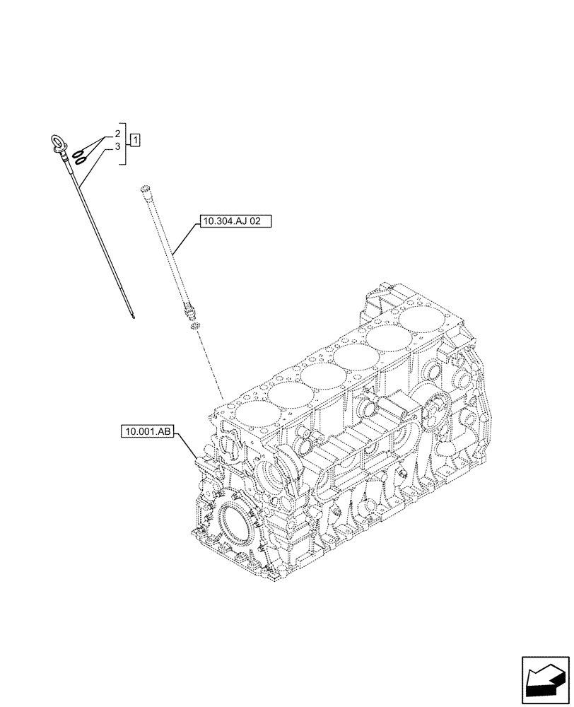 Схема запчастей Case IH F2CFE613C B041 - (10.304.AJ[01]) - ENGINE OIL, DIPSTICK (10) - ENGINE