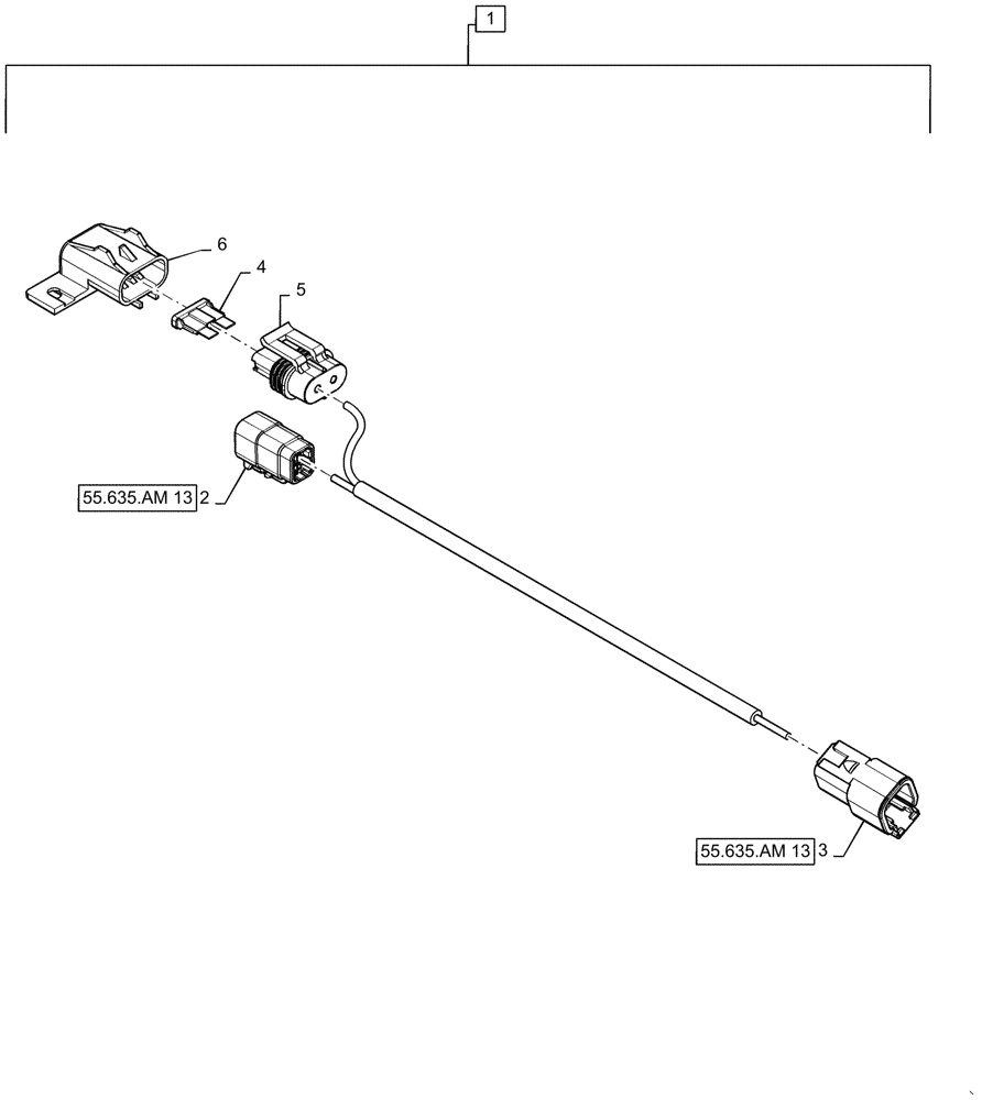 Схема запчастей Case IH PATRIOT 2250 - (55.635.AM[18]) - AIM COMMAND PRO, 5, EXTENSION HARNESS, WITH FUSE (55) - ELECTRICAL SYSTEMS