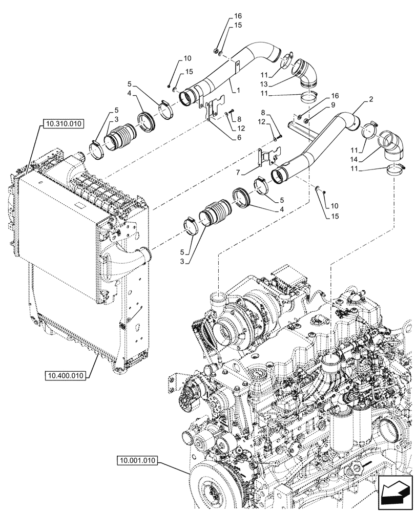 Схема запчастей Case IH OPTUM 270 CVT - (10.310.020) - VAR - 391130, 758000, 759041 - INTERCOOLER LINE (10) - ENGINE