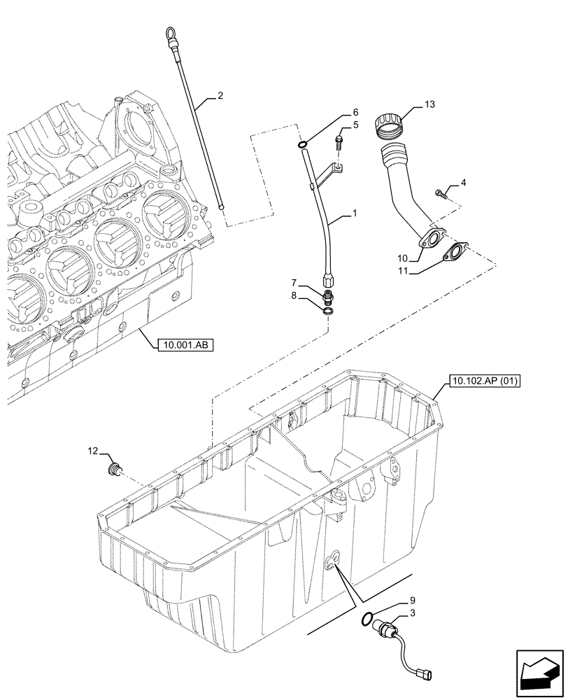 Схема запчастей Case IH FVAE2884X B200 - (10.304.AS) - DIPSTICK (10) - ENGINE