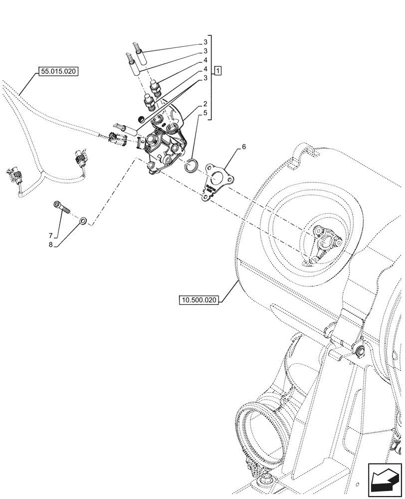 Схема запчастей Case IH OPTUM 300 CVT - (55.988.020) - VAR - 391130, 758000, 759041 - EXHAUST SYSTEM, DOSER INDICATOR (55) - ELECTRICAL SYSTEMS