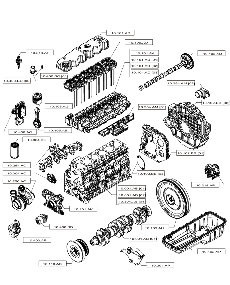 Схема запчастей Case IH F4HFP613A H001 - (00.000.10[01]) - PICTORIAL INDEX - ENGINE (00) - GENERAL & PICTORIAL INDEX