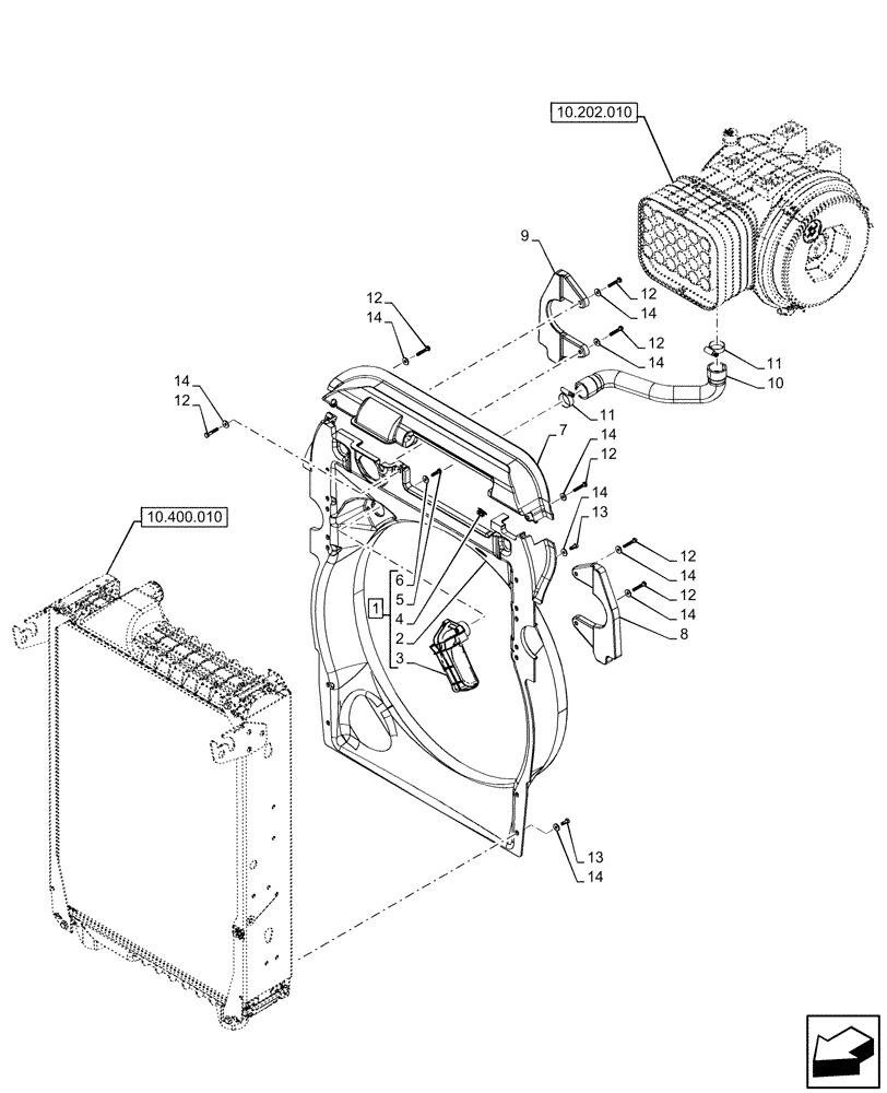 Схема запчастей Case IH OPTUM 270 CVT - (10.400.030) - VAR - 391130, 758000, 759041 - FAN, SHROUD (10) - ENGINE