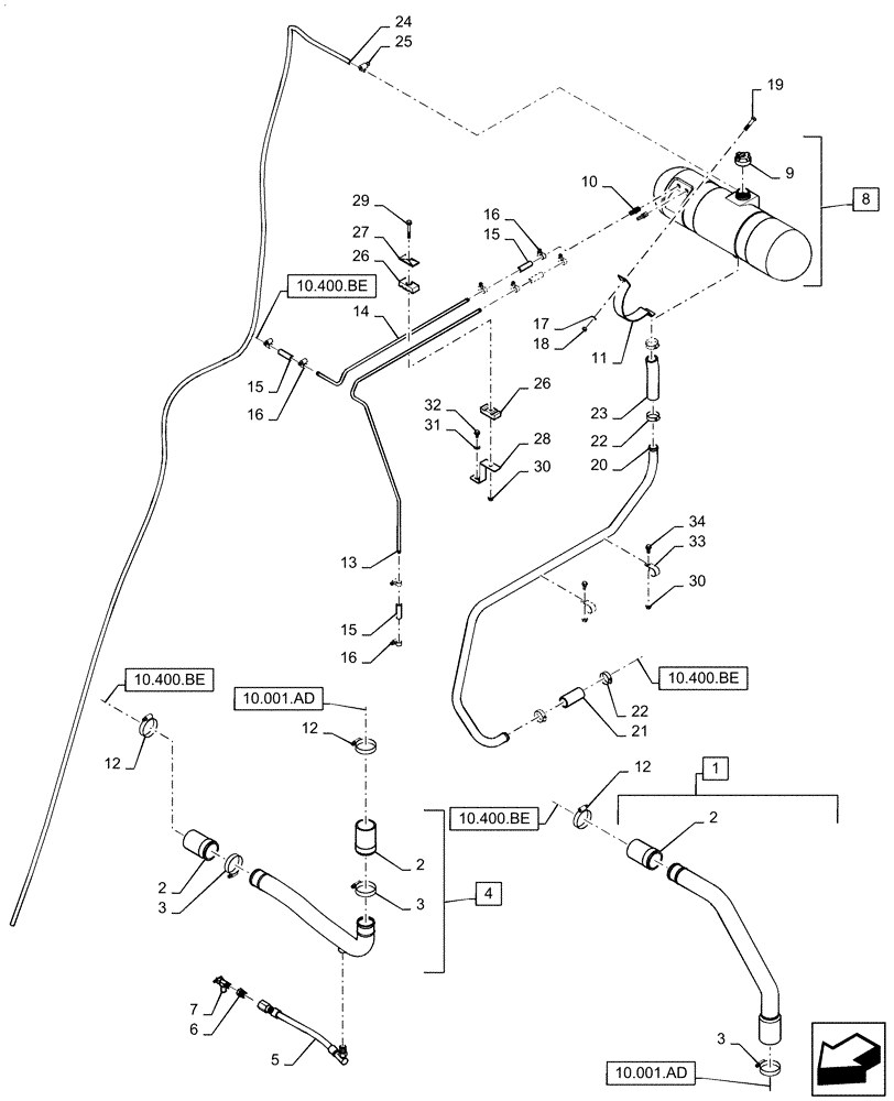 Схема запчастей Case IH 7140 - (10.400.BI) - COOLING SYSTEM CIRCUIT (10) - ENGINE