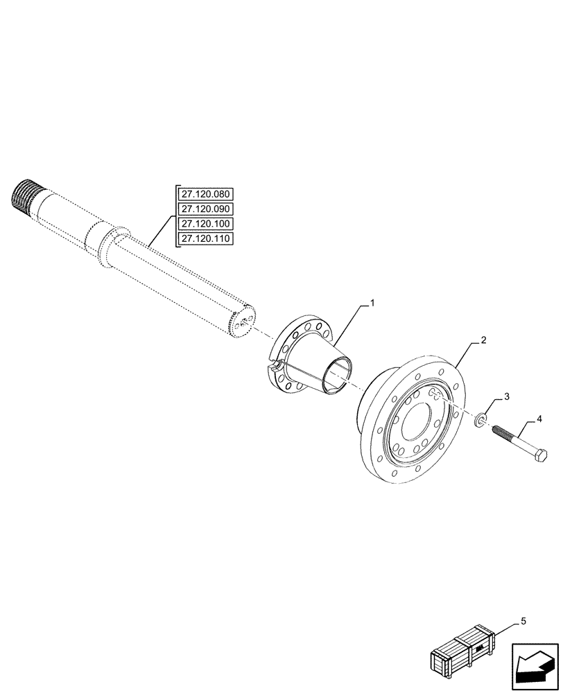 Схема запчастей Case IH OPTUM 270 CVT - (27.120.120) - REAR AXLE, WHEEL HUB, ADDITIONAL (27) - REAR AXLE SYSTEM