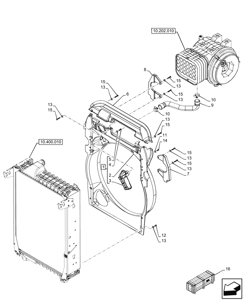 Схема запчастей Case IH OPTUM 270 CVT - (10.400.040) - VAR - 758000, 759041 - REVERSIBLE FAN, SHROUD (10) - ENGINE