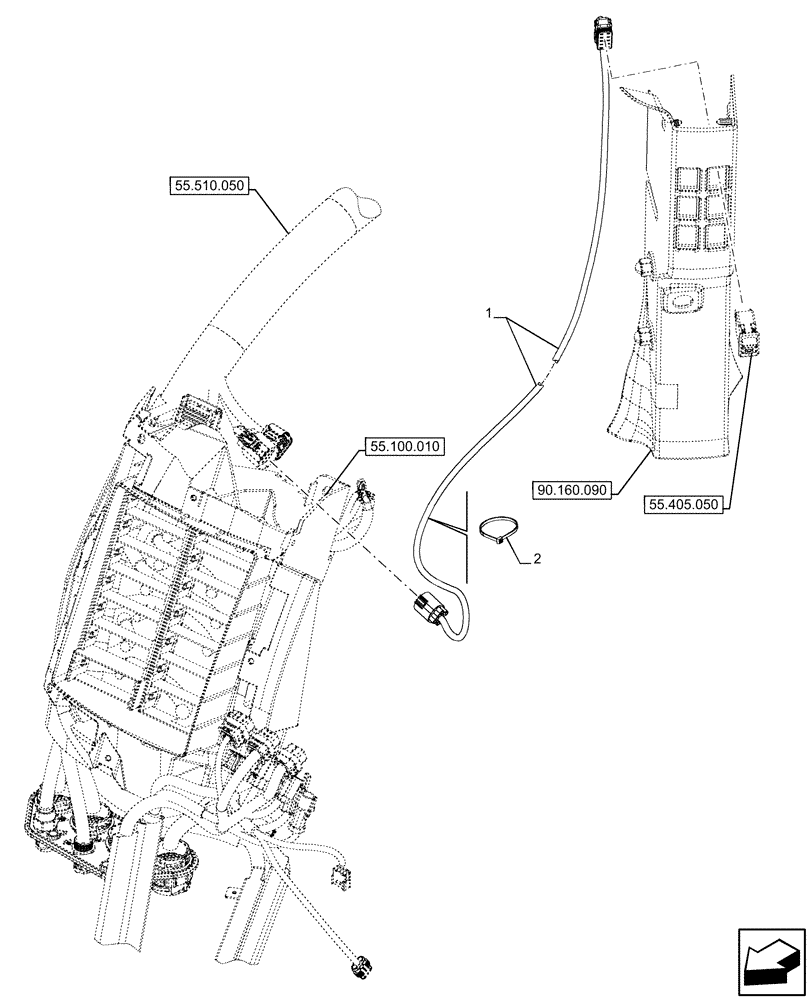 Схема запчастей Case IH OPTUM 300 CVT - (55.511.080) - VAR - 391352 - HEADLAMP HARNESS, INDIPENDENT (55) - ELECTRICAL SYSTEMS