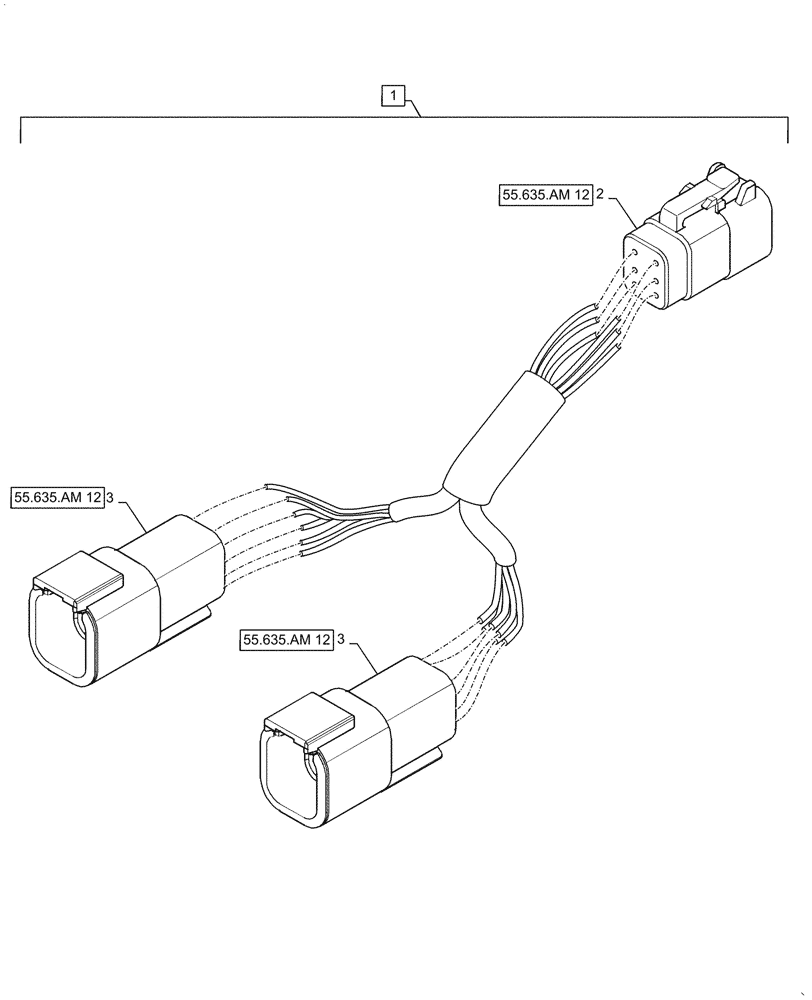 Схема запчастей Case IH PATRIOT 2250 - (55.635.AM[16]) - AIM COMMAND PRO, Y ADAPTER, 6 CONDUCTOR, CAN BUS (55) - ELECTRICAL SYSTEMS