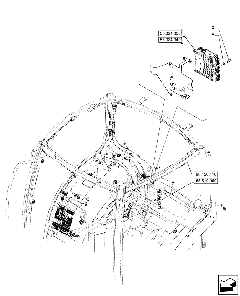 Схема запчастей Case IH OPTUM 270 CVT - (55.024.060) - VAR - 391138, 391173, 758022, 758100, 758101, 758103, 758655, 758656, 758657, 758658, 758861, 758862, 758870, 759053 - TRANSMISSION, ELECTRONIC CONTROL UNIT, SUPPORT (55) - ELECTRICAL SYSTEMS