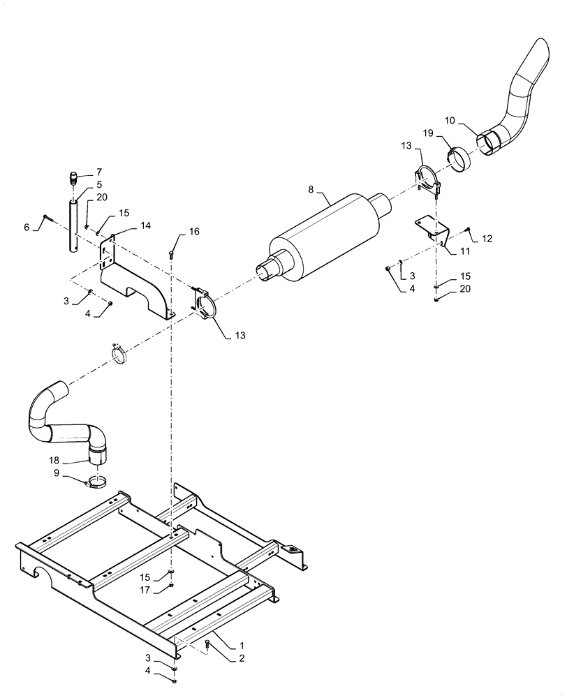 Схема запчастей Case IH PATRIOT 2250 - (10.254.AD[02]) - EXHAUST SYSTEM W/ MUFFLER (10) - ENGINE