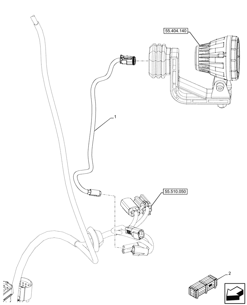 Схема запчастей Case IH OPTUM 270 CVT - (55.511.040) - VAR - 758863, 758925, 758966, 758968, 759046, 759047, 759175 - WORK LIGHT, REAR, WIRE HARNESS (55) - ELECTRICAL SYSTEMS