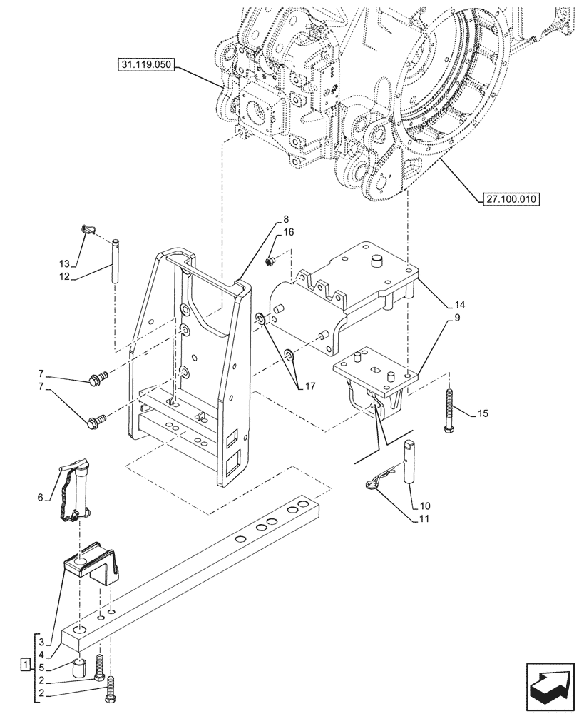 Схема запчастей Case IH OPTUM 270 CVT - (37.100.030) - VAR - 758103 - INDIPENDENT DRAWBAR (37) - HITCHES, DRAWBARS & IMPLEMENT COUPLINGS