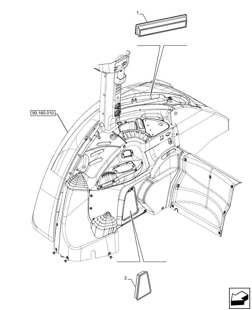 Схема запчастей Case IH FARMALL 110U - (50.104.030) - VAR - 331444, 332147, 335387, 336730, 339434, 391246 - HEATING SYSTEM, FILTER (50) - CAB CLIMATE CONTROL