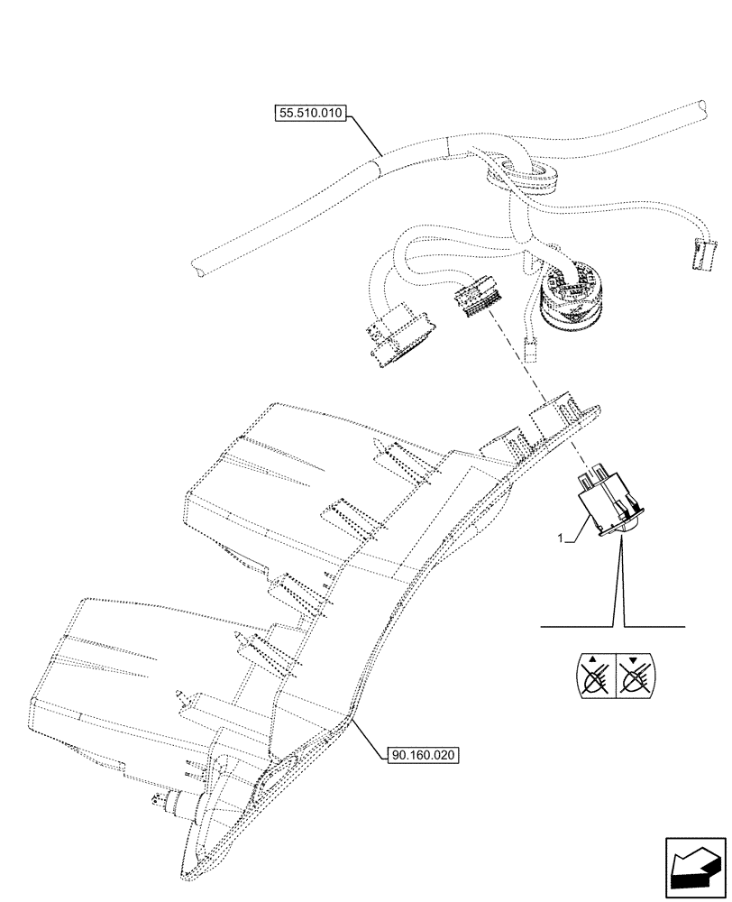 Схема запчастей Case IH OPTUM 300 CVT - (55.405.040) - VAR - 391346, 391376, 758863, 758925, 758966, 758968, 759046, 759047, 759175 - WORK LIGHT, SWITCH (55) - ELECTRICAL SYSTEMS