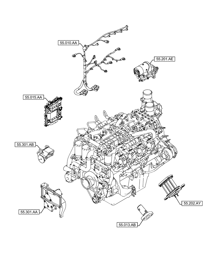 Схема запчастей Case IH FVAE2884X B200 - (00.000.55) - PICTORIAL INDEX - ELECTRICAL SYSTEMS (00) - GENERAL & PICTORIAL INDEX