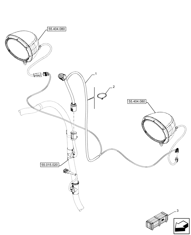 Схема запчастей Case IH OPTUM 270 CVT - (55.511.030) - VAR - 758998 - HEADLAMP, AUXILIARY, HARNESS (55) - ELECTRICAL SYSTEMS