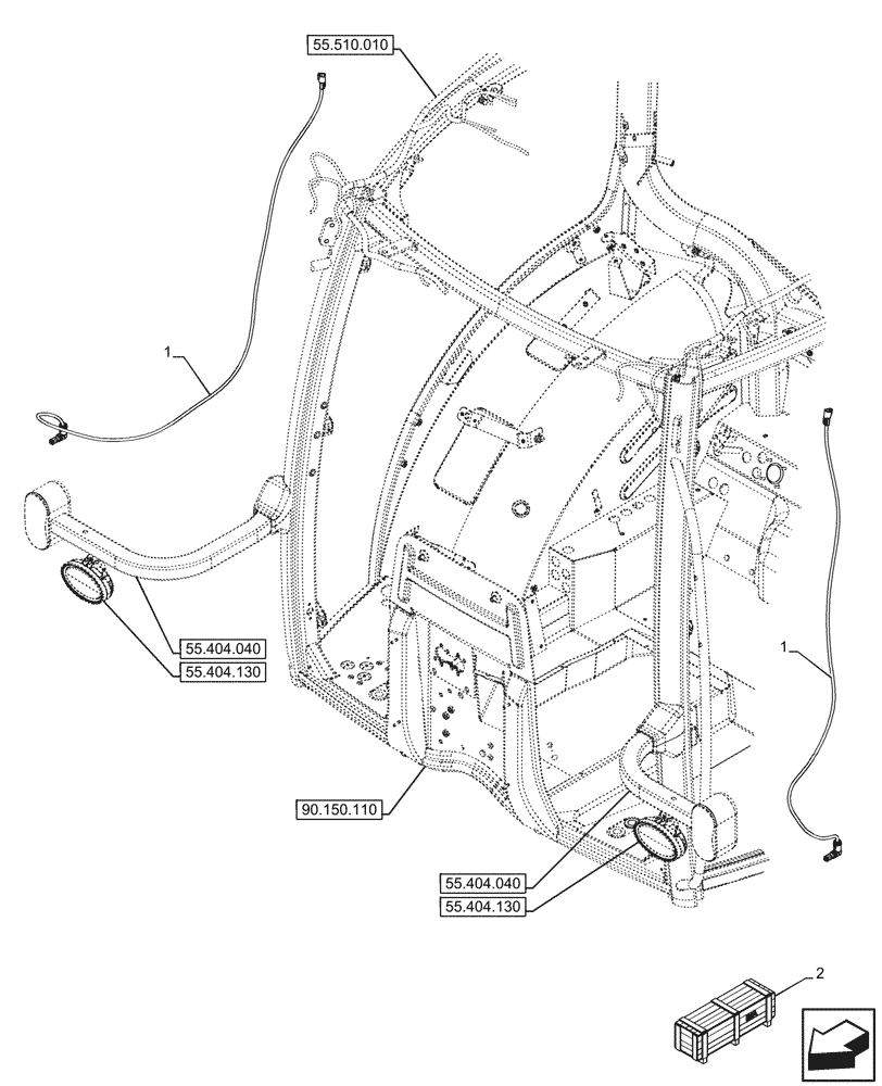 Схема запчастей Case IH OPTUM 300 CVT - (55.511.050) - VAR - 758863, 758925, 758966, 758968, 759046, 759047, 759175 - WORK LIGHT, FRONT, WIRE HARNESS (55) - ELECTRICAL SYSTEMS