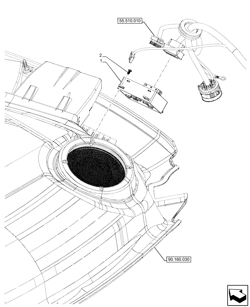 Схема запчастей Case IH OPTUM 270 CVT - (55.404.120) - VAR - 391346, 759046, 759047 - CAB, WORKING LIGHT, ELECTRIC PANEL (55) - ELECTRICAL SYSTEMS