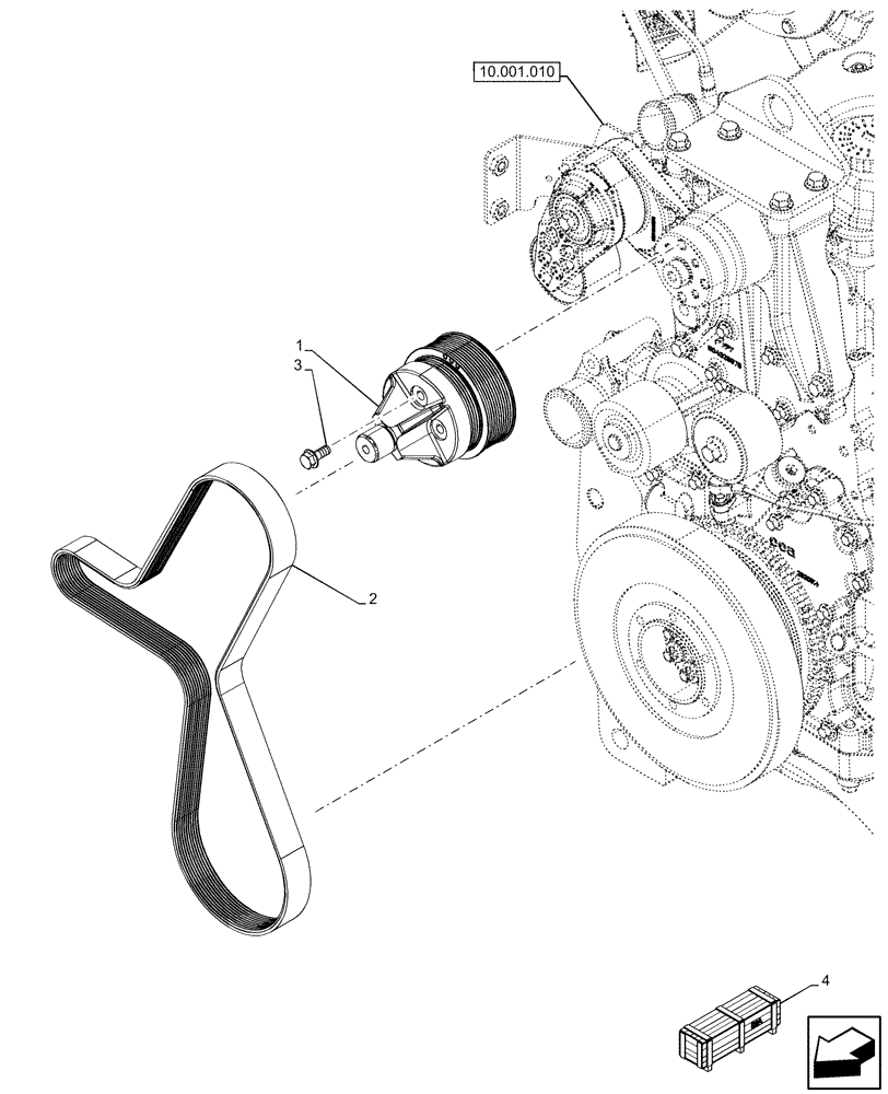 Схема запчастей Case IH OPTUM 270 CVT - (10.414.010) - VAR - 391130, 758000, 759041 - FAN, PULLEY, BELT (10) - ENGINE