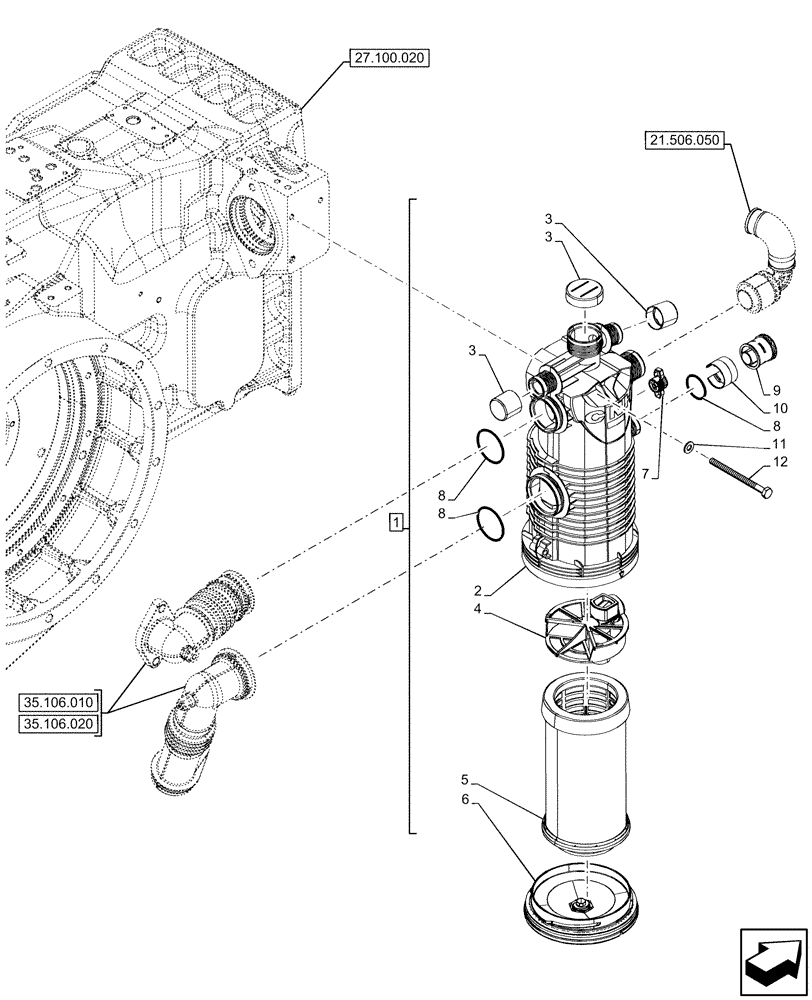 Схема запчастей Case IH OPTUM 300 CVT - (35.300.020) - VAR - 391227, 758797 - OIL FILTER (35) - HYDRAULIC SYSTEMS