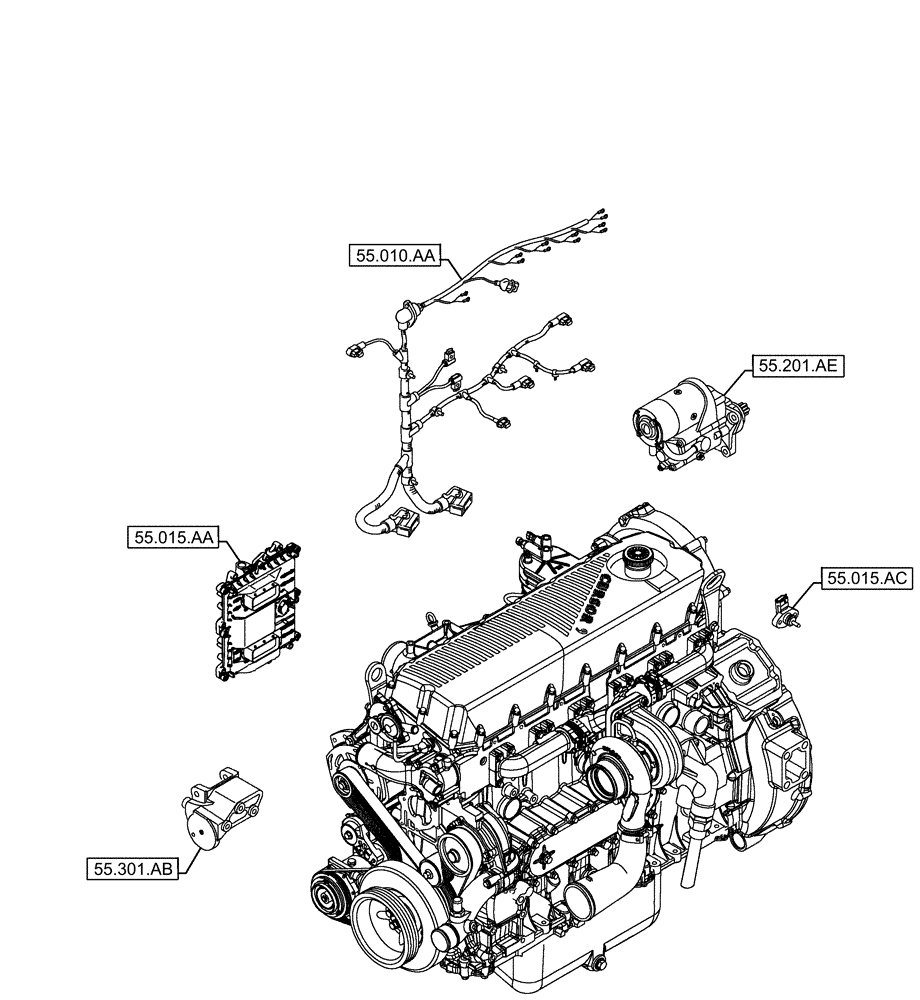 Схема запчастей Case IH F2CFE613F B003 - (55.000.00) - SECTION INDEX (55) - ELECTRICAL SYSTEMS