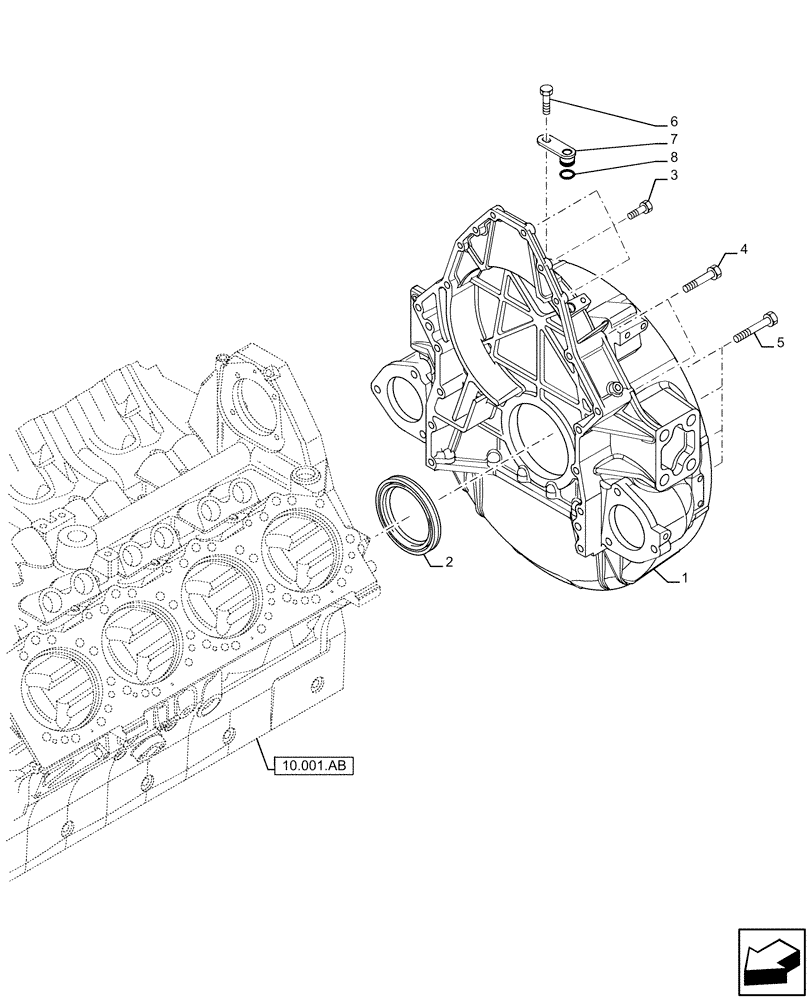 Схема запчастей Case IH FVAE2884X B200 - (10.103.AK) - FLYWHEEL CASE (10) - ENGINE