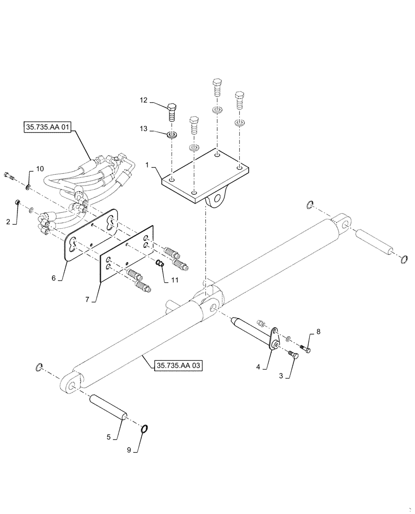 Схема запчастей Case IH 2240 - (35.735.AA[06]) - MOUNTING PARTS, AXLE ADJUSTMENT (35) - HYDRAULIC SYSTEMS