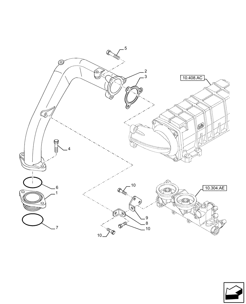 Схема запчастей Case IH FVAE2884X B200 - (10.400.AS) - WATER PUMP, HEAT EXCHANGER, LINES (10) - ENGINE