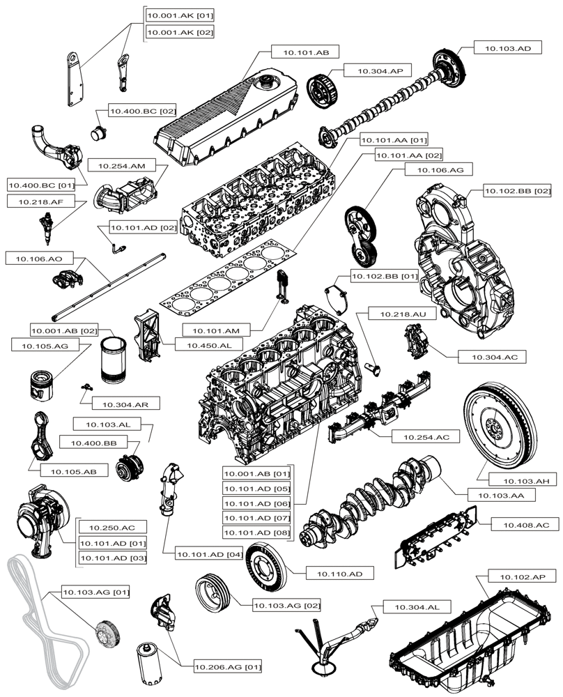 Схема запчастей Case IH F2CFP613A H001 - (00.000.10[01]) - PICTORIAL INDEX - ENGINE (00) - GENERAL & PICTORIAL INDEX