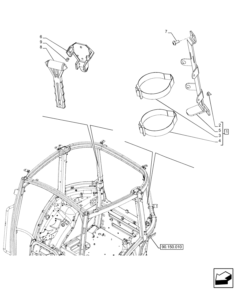 Схема запчастей Case IH FARMALL 110U - (88.100.130) - VAR - 331444, 332147, 335387, 336730, 339434, 391246 - FIRE EXTINGUISHER, HAMMER, EU (88) - ACCESSORIES