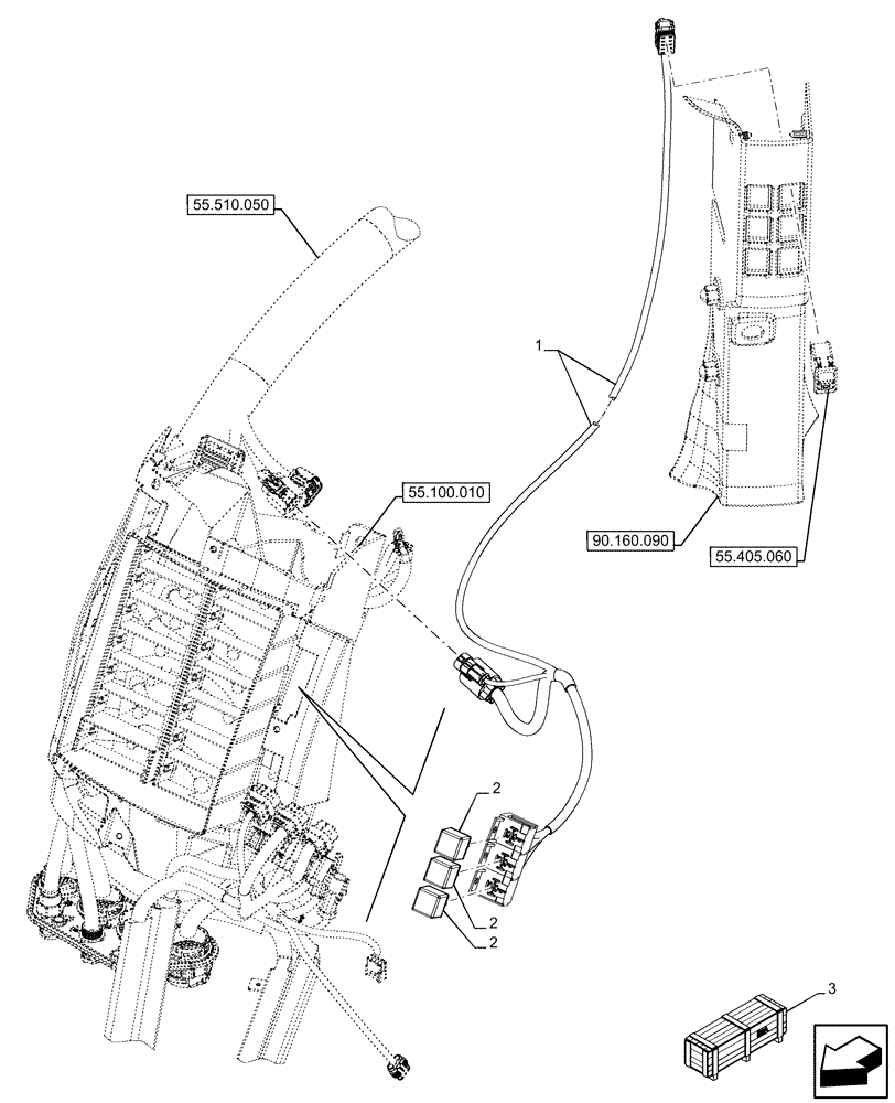 Схема запчастей Case IH OPTUM 300 CVT - (55.511.020) - VAR - 758998 - HEADLAMP, HARNESS (55) - ELECTRICAL SYSTEMS