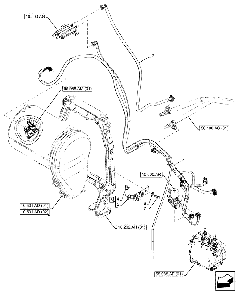 Схема запчастей Case IH PUMA 165 CVT - (10.500.AD[01]) - VAR - 391130, 392753, 758000 - DEF/ADBLUE™ LINES (10) - ENGINE