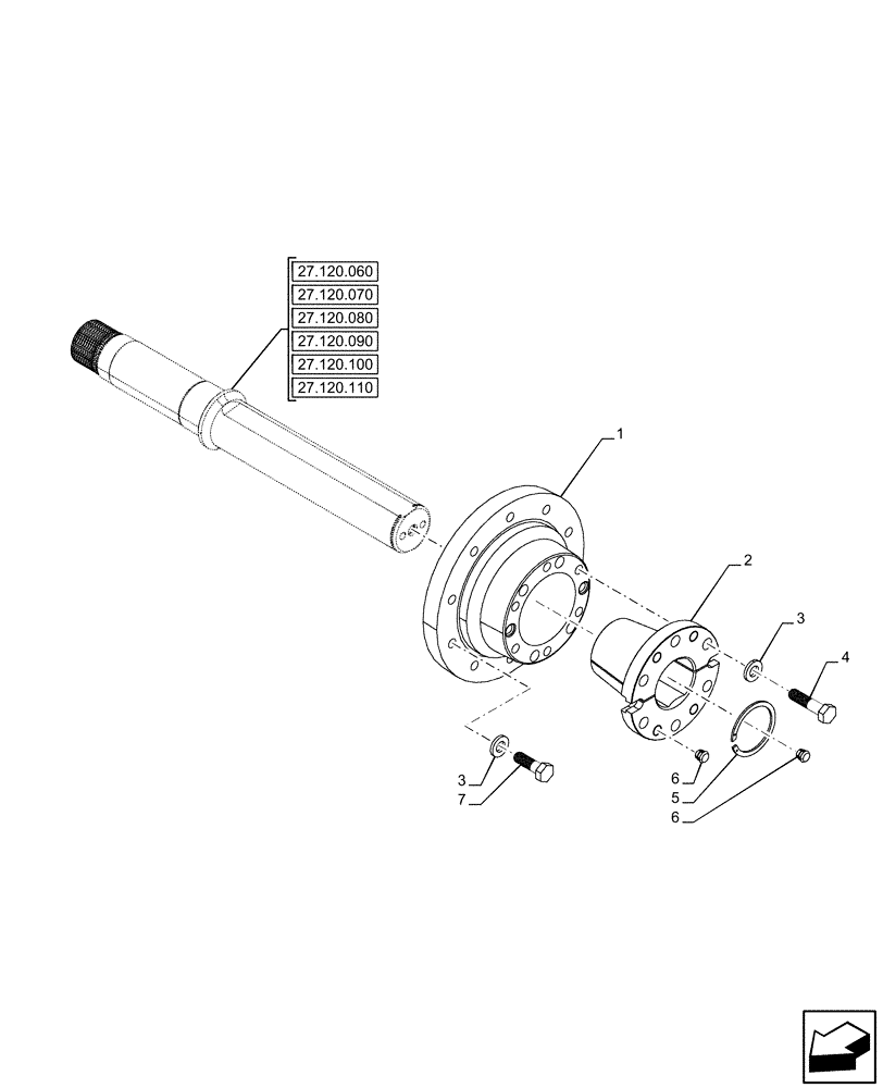 Схема запчастей Case IH OPTUM 270 CVT - (27.120.050) - VAR - 391158, 391159, 758052, 758053, 758054 - REAR AXLE, WHEEL HUB (27) - REAR AXLE SYSTEM