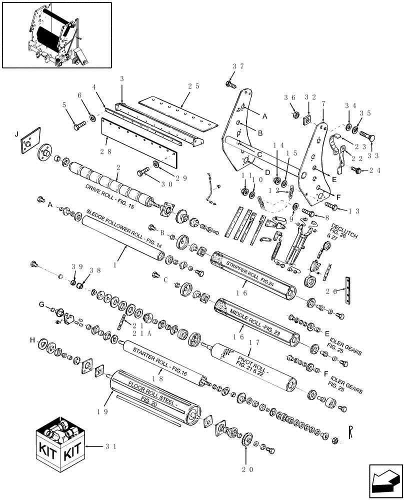 Схема запчастей Case IH RBX461 - (013) - DRIVE (14) - MAIN GEARBOX & DRIVE