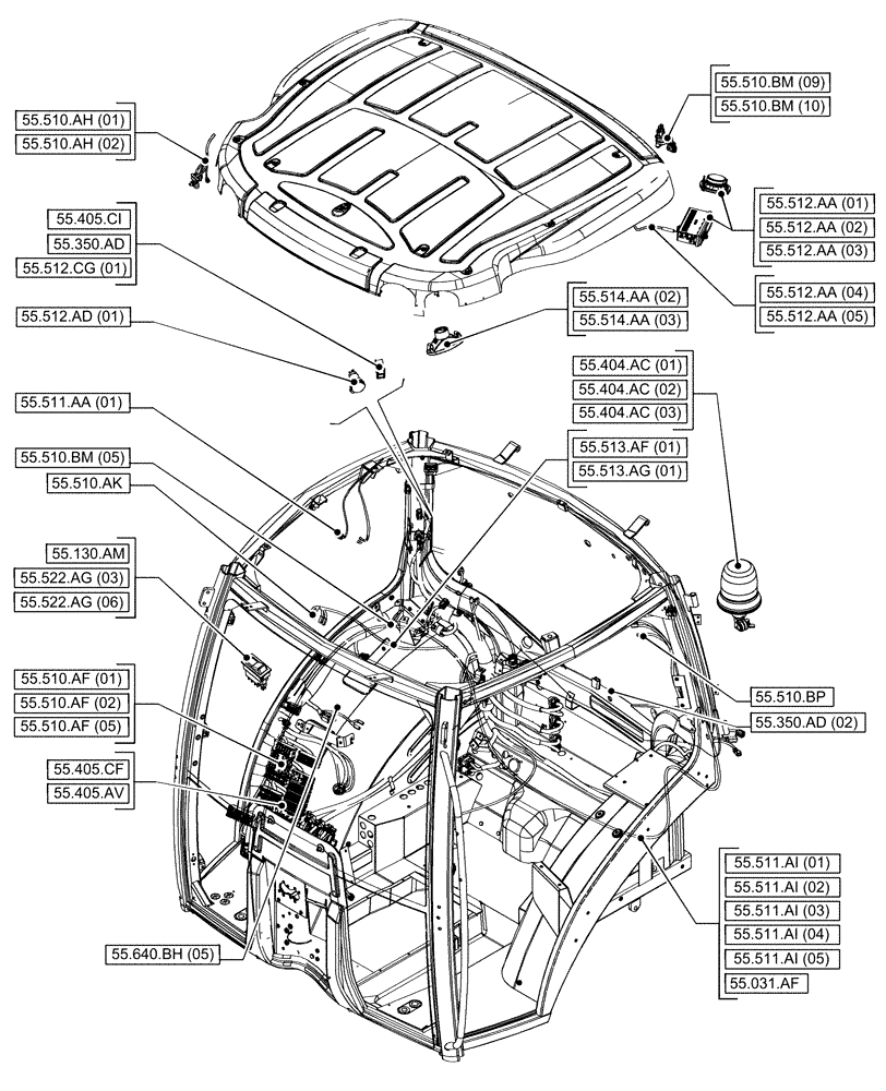 Схема запчастей Case IH PUMA 165 CVT - (00.000.55[07]) - PICTORIAL INDEX - ELECTRICAL SYSTEMS (00) - GENERAL & PICTORIAL INDEX