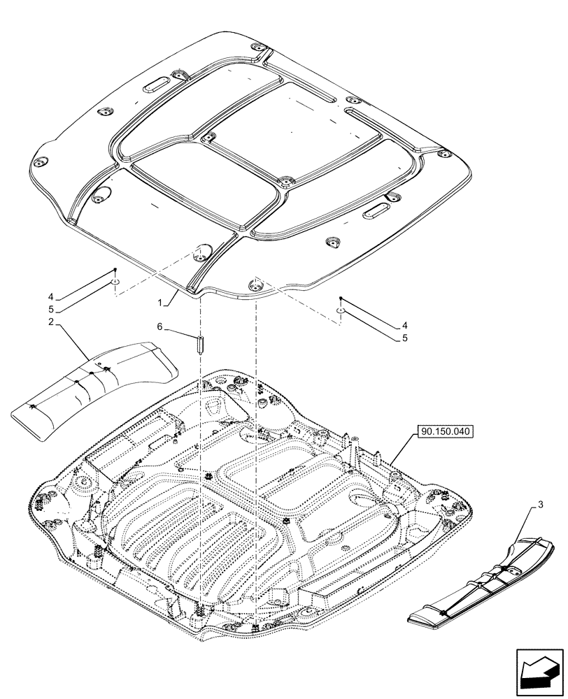Схема запчастей Case IH OPTUM 300 CVT - (90.150.030) - VAR - 391226 - CAB ROOF (90) - PLATFORM, CAB, BODYWORK AND DECALS