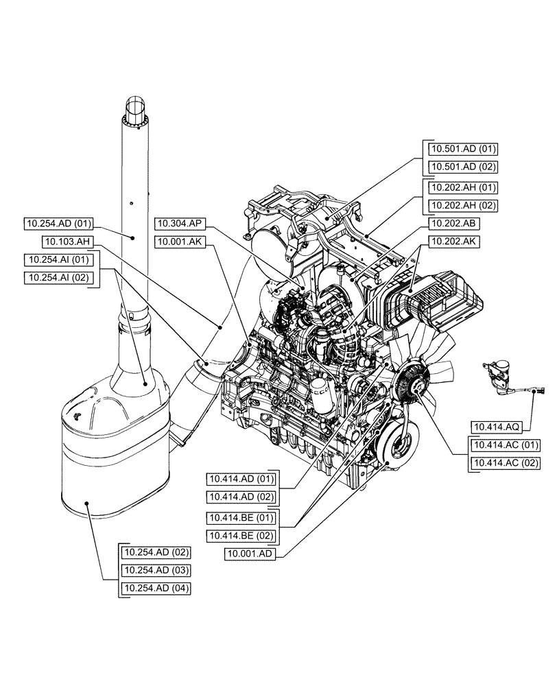 Схема запчастей Case IH PUMA 150 CVT - (10.000.00[01]) - SECTION INDEX - ENGINE (10) - ENGINE