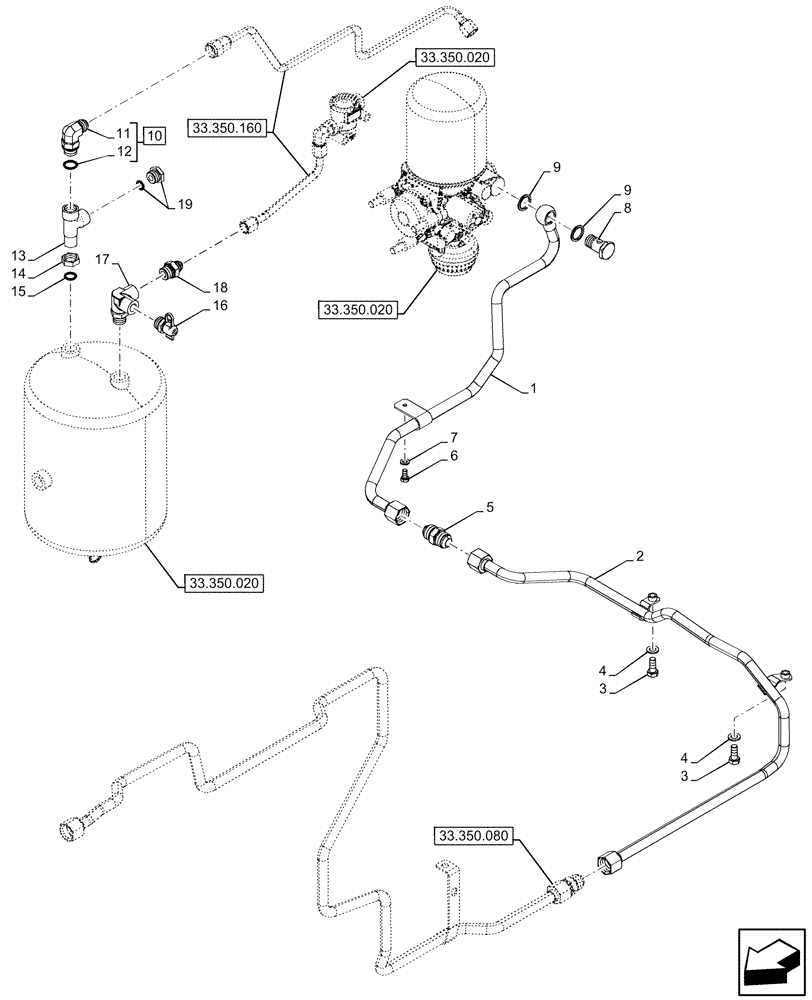 Схема запчастей Case IH OPTUM 270 CVT - (33.350.170) - VAR - 758038, 758039, 758041, 758042, 758044 - ANTILOCK BRAKING SYSTEM (ABS), LINE (33) - BRAKES & CONTROLS