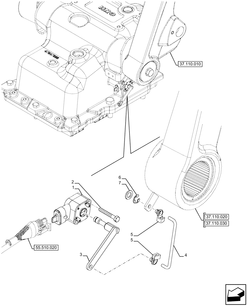 Схема запчастей Case IH FARMALL 120U - (55.130.010) - VAR - 758289 - HITCH, INTEGRATED HYDRAULIC LIFT, POTENTIOMETER (55) - ELECTRICAL SYSTEMS