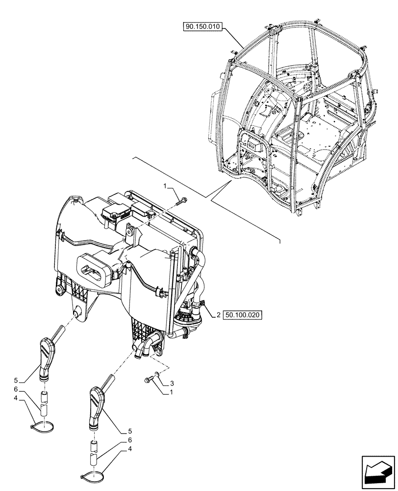 Схема запчастей Case IH FARMALL 120U - (50.100.010) - VAR - 331444, 332147, 336730, 339434 - HEATER (50) - CAB CLIMATE CONTROL