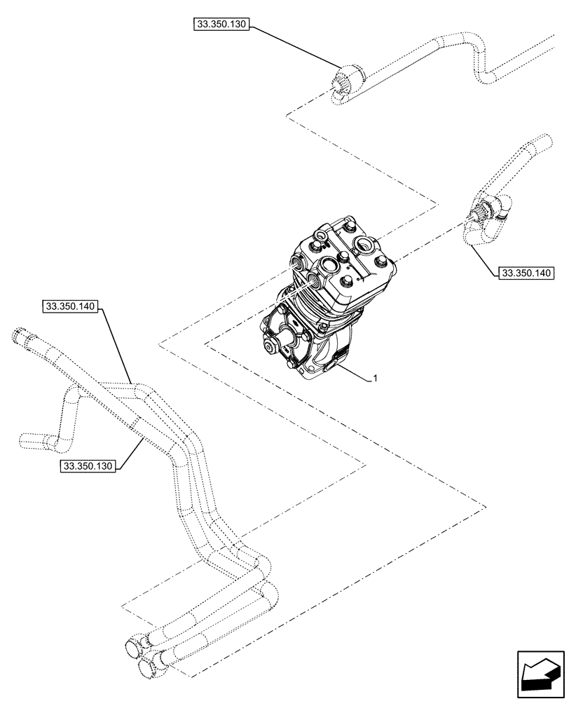 Схема запчастей Case IH OPTUM 270 CVT - (33.350.010) - VAR - 758035 - 758036 - ANTILOCK BRAKING SYSTEM (ABS), COMPRESSOR (33) - BRAKES & CONTROLS