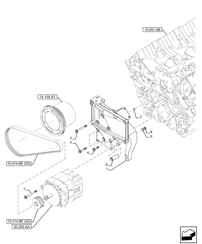 Схема запчастей Case IH FVAE2884X B200 - (55.301.AB) - ALTERNATOR, BRACKET, SUPPORT (55) - ELECTRICAL SYSTEMS