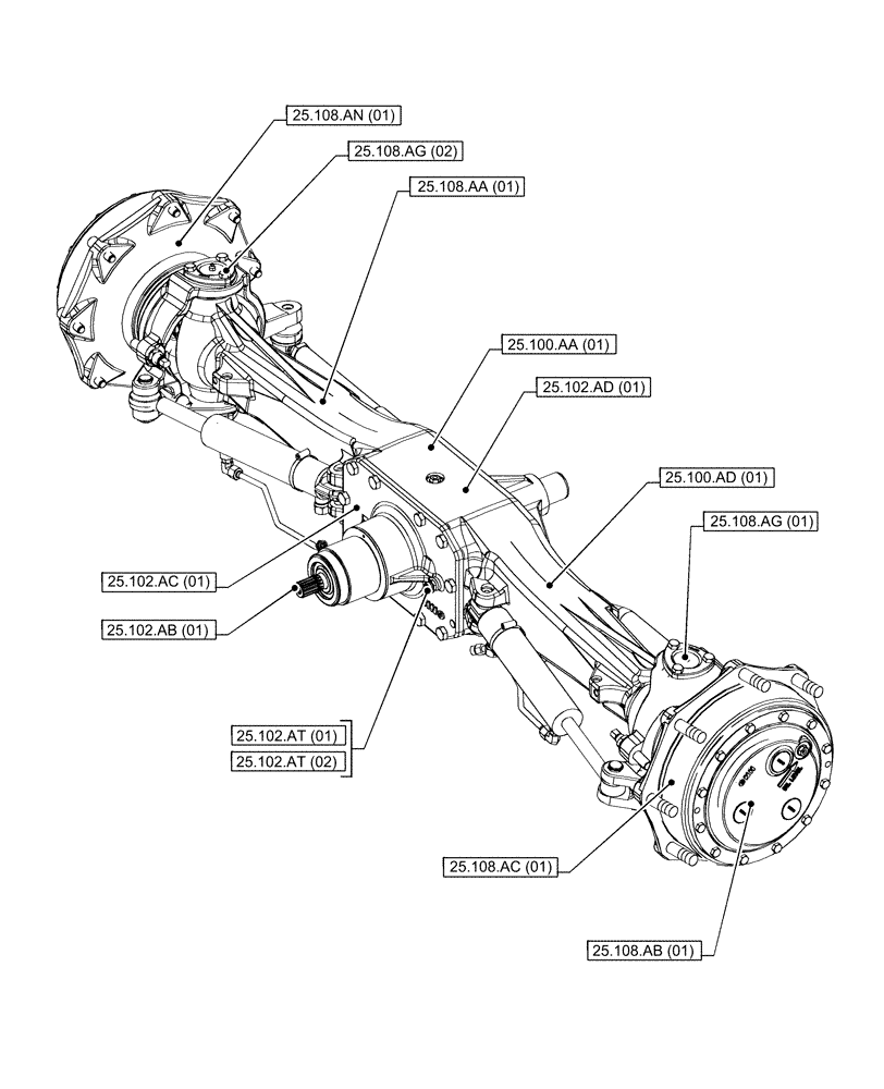 Схема запчастей Case IH PUMA 165 CVT - (00.000.25[01]) - PICTORIAL INDEX - FRONT AXLE SYSTEM (00) - GENERAL & PICTORIAL INDEX