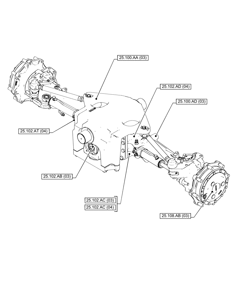 Схема запчастей Case IH PUMA 165 CVT - (00.000.25[03]) - PICTORIAL INDEX - FRONT AXLE SYSTEM (00) - GENERAL & PICTORIAL INDEX