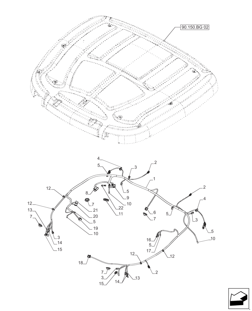 Схема запчастей Case IH PUMA 215 - (55.510.AF[01]) - CAB ROOF CABLE (55) - ELECTRICAL SYSTEMS