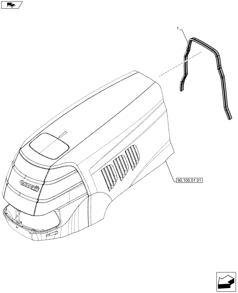 Схема запчастей Case IH PUMA 130 - (90.100.01[02]) - HOOD, SEAL (90) - PLATFORM, CAB, BODYWORK AND DECALS