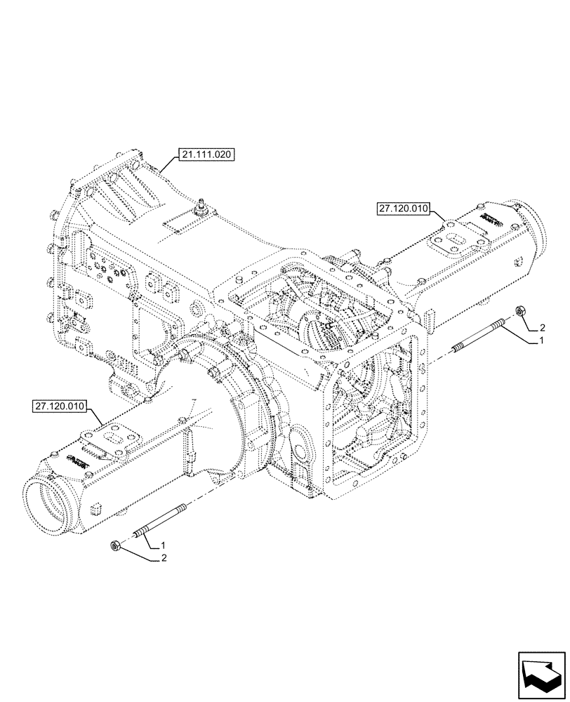 Схема запчастей Case IH FARMALL 110U - (27.120.050) - PLANETARY GEAR, HOUSING, FIXED (27) - REAR AXLE SYSTEM