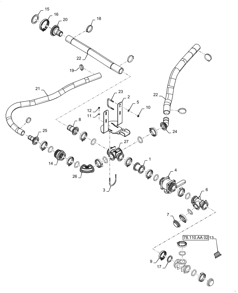 Схема запчастей Case IH PATRIOT 2250 - (78.110.AC[03]) - PRODUCT TANK SUMP, 2" PLUMBING, BSN YGT042519 (78) - SPRAYING