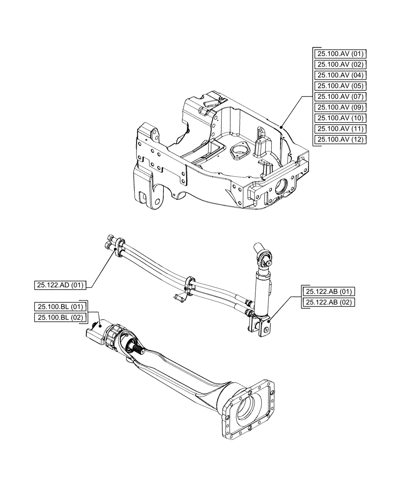 Схема запчастей Case IH PUMA 165 CVT - (00.000.25[05]) - PICTORIAL INDEX - FRONT AXLE SYSTEM (00) - GENERAL & PICTORIAL INDEX