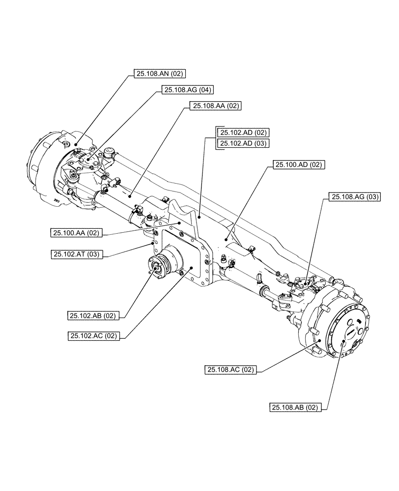 Схема запчастей Case IH PUMA 165 CVT - (00.000.25[02]) - PICTORIAL INDEX - FRONT AXLE SYSTEM (00) - GENERAL & PICTORIAL INDEX